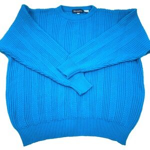 Vintage Wentworth Sweater Men XL Blue Acrylic Chunky Knit‎ Grandpa Cosby Y2K